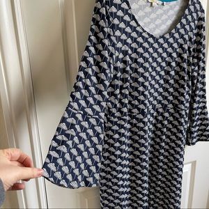 Boden bell sleeve navy white dress - 14L